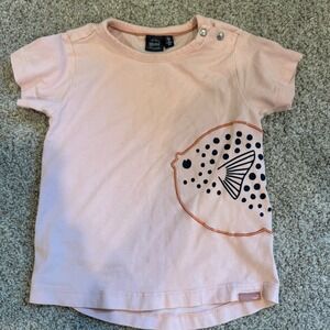 Babyface Peach Pink Puffer Fish Graphic Tee Short Sleeve Kids Size 18M